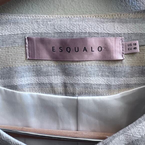 Women's Boho Fringe Open Front Esqualo Cream Gray Cardigan Jacket Size 10 Chic - Picture 3 of 8